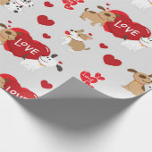 Cute Couple Puppies Love Pattern Cadeaupapier (Hoek)