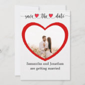 Cute Couple red hart snijdt sparen de datumkaart u Save The Date (Voorkant)