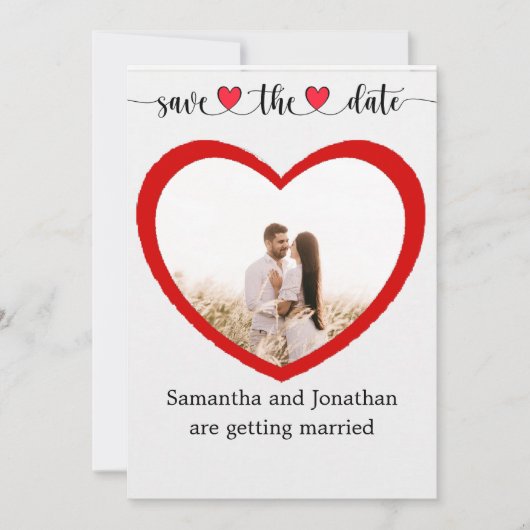Cute Couple red hart snijdt sparen de datumkaart u Save The Date (Voorkant)