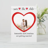 Cute Couple red hart snijdt sparen de datumkaart u Save The Date (Staand voorkant)