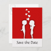 Cute Couple Save the Date Wedding Announding Aankondigingskaart (Voorkant / Achterkant)