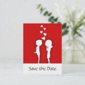 Cute Couple Save the Date Wedding Announding Aankondigingskaart (Staand voorkant)