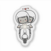 Cute Couple Scooter Trip | Romantic Travel Love  Sticker (Voorkant)
