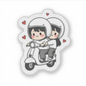 Cute Couple Scooter Trip | Romantic Travel Love  Sticker (Voorkant)