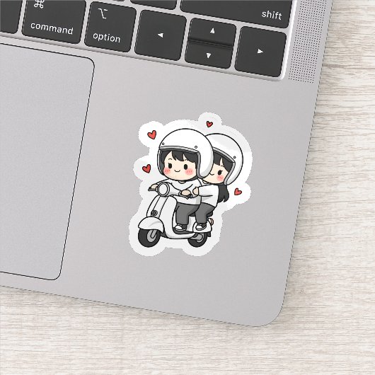 Cute Couple Scooter Trip | Romantic Travel Love  Sticker (Detail)