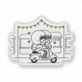 Cute Couple Scooter Trip | Romantic Travel Love Sticker (Voorkant)