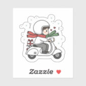 Cute Couple Scooter Trip | Romantic Travel Love Sticker (Vel)
