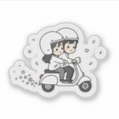 Cute Couple Scooter Trip | Romantic Travel Love  Sticker (Voorkant)