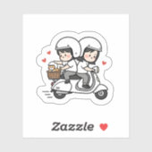 Cute Couple Scooter Trip | Romantic Travel Love  Sticker (Vel)