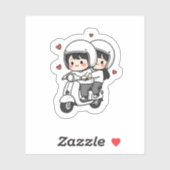 Cute Couple Scooter Trip | Romantisch Reis Liefde  Sticker (Vel)