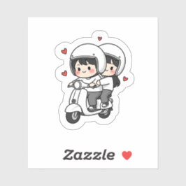 Cute Couple Scooter Trip | Romantisch Reis Liefde  Sticker