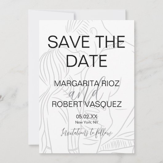 Cute Couple Script Save the Date Kaart (Voorkant)