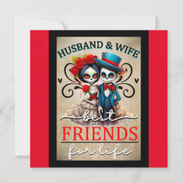 Cute Couple Suiker Schedel Feestdagenkaart