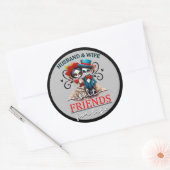 Cute Couple Suiker Schedel Ronde Sticker (Envelop)