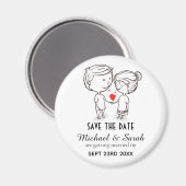 Cute Couple Tekening Save the Date Wedding Magneet (Voorkant / Achterkant)