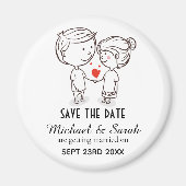 Cute Couple Tekening Save the Date Wedding Magneet (Voorkant)
