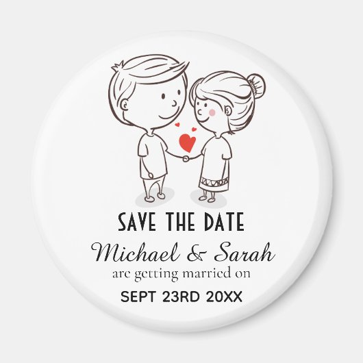 Cute Couple Tekening Save the Date Wedding Magneet (Voorkant)