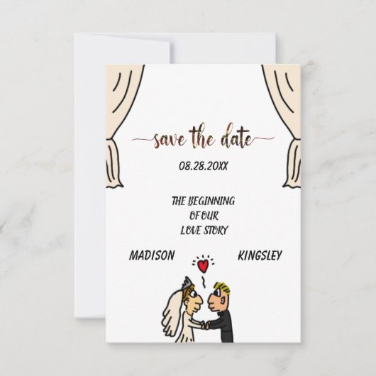 Cute Couple Wedding Story beginnend nieuw epic Save The Date (Voorkant)