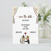 Cute Couple Wedding Story beginnend nieuw epic Save The Date (Staand voorkant)