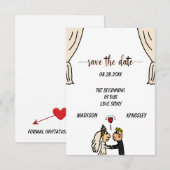 Cute Couple Wedding Story beginnend nieuw epic Save The Date (Voorkant / Achterkant)