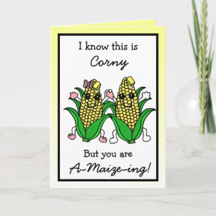 Cute Couple's Corn Pun Flirty Romantic  Kaart