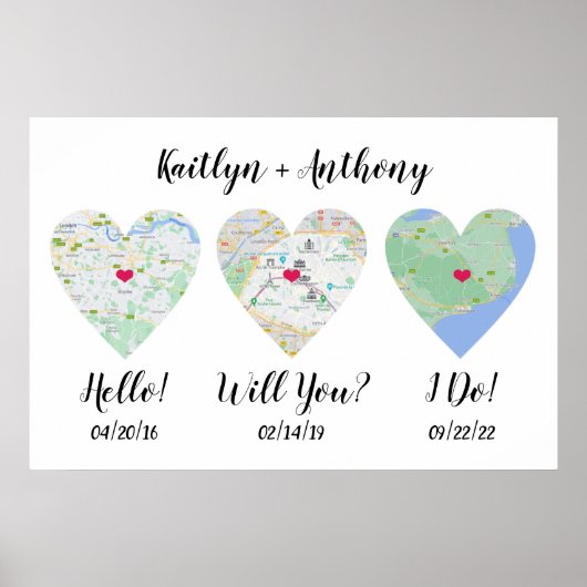 Cute Couple's Special Dates Wedding Poster (Voorkant)