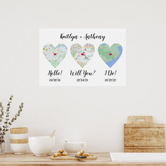Cute Couple's Special Dates Wedding Poster (Keuken)
