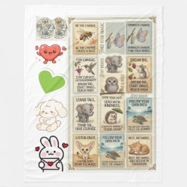 Cute & Courageous Animal Quote for kids Fleece Deken