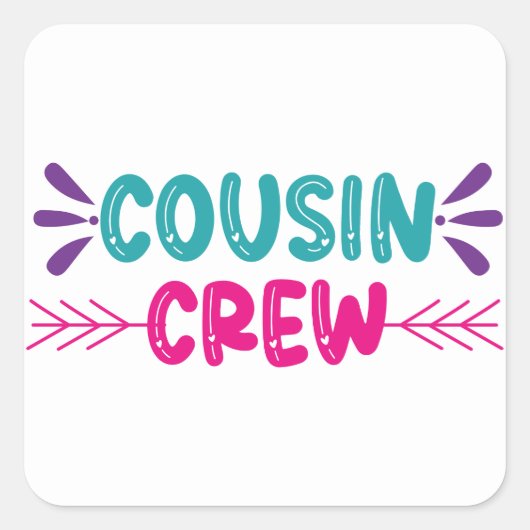 Cute Cousin Crew Vierkante Sticker (Voorkant)