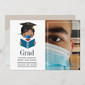 Cute Covid-19 Boy Afstuderen Foto Aankondiging (Voorkant / Achterkant)