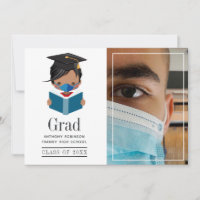 Cute Covid-19 Boy Afstuderen Foto