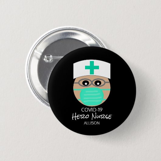 Cute Covid 19 Nurse Hero Personalized Ronde Button 5,7 Cm (Voorkant /achterkant)