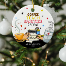 Cute Covid Coffee Teach Sanitize leraar kerst