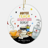 Cute Covid Coffee Teach Sanitize leraar kerst Keramisch Ornament (Links)