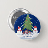 Cute Covid-kerstsnowmen Blijf 6 feet vrij Ronde Button 5,7 Cm (Voorkant /achterkant)