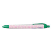Cute Cow Animal Print Pattern Pink Green Name Zwarte Inkt Pen (Bovenkant)