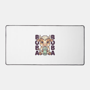 Cute Cow Boba Tea Vintage Gravure T-Shirt Ontwerp Bureaumat