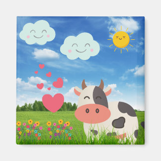 Cute Cow Cartoon Magneet