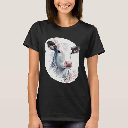 Cute Cow Cherry Blossom Japanese Sakura Farming Co T-shirt (Voorkant)
