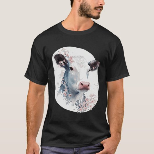 Cute Cow Cherry Blossom Japanese Sakura Farming Co T-shirt (Voorkant)