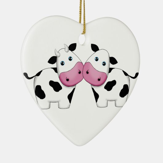 Cute Cow Couple Keramisch Ornament (Rechts)