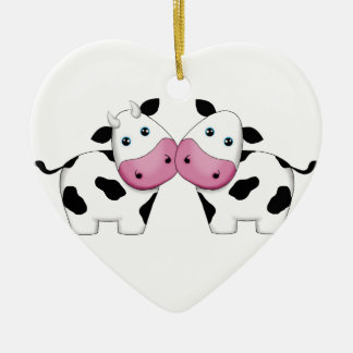 Cute Cow Couple Keramisch Ornament