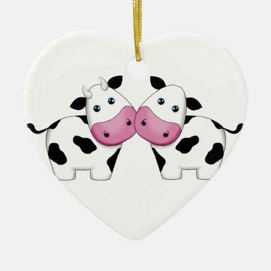 Cute Cow Couple Keramisch Ornament (Voorkant)