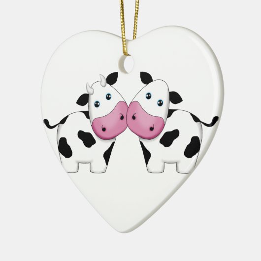 Cute Cow Couple Keramisch Ornament (Links)