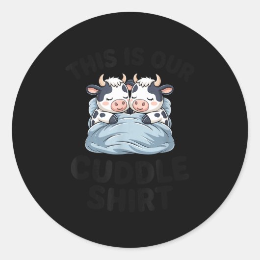 Cute Cow Couple This Is Our Cuddle Ronde Sticker (Voorkant)