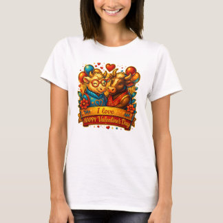 Cute Cow Couple Valentijnsdag T-shirt 