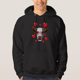 Cute Cow Heart Sunglasses Valentine Farm Cattle An Hoodie