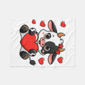 Cute Cow Holding Heart Happy Valentine's Day Kids  Fleece Deken (Voorkant (Horizontaal))