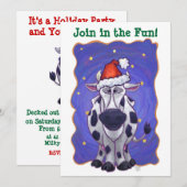 Cute Cow Holiday Party nodigt uit Kaart (Voorkant / Achterkant)