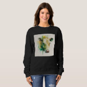 Cute Cow Illustration Flowers Laefy Green Women Me Trui (Voorkant volledig)